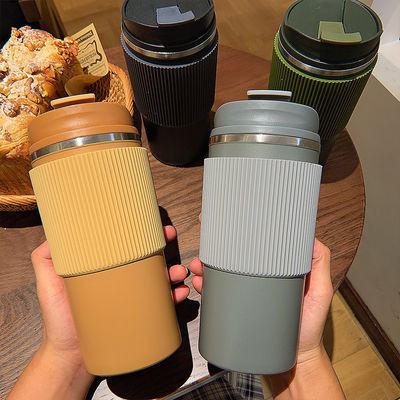 Tazza di caffè isolante a doppio muro in acciaio inossidabile a vuoto con coperchio portatile a prova di perdite