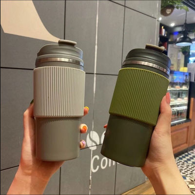 Tazza di caffè isolante a doppio muro in acciaio inossidabile a vuoto con coperchio portatile a prova di perdite