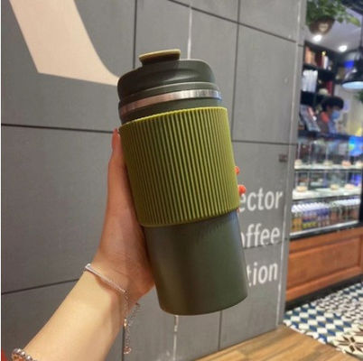 Tazza di caffè isolante a doppio muro in acciaio inossidabile a vuoto con coperchio portatile a prova di perdite