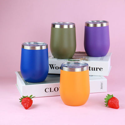 Logo personalizzato Doppia parete vuoto isolato 12OZ Acciaio inossidabile Viniera con coperchio
