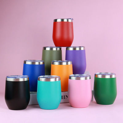 Logo personalizzato Doppia parete vuoto isolato 12OZ Acciaio inossidabile Viniera con coperchio