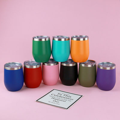 Logo personalizzato Doppia parete vuoto isolato 12OZ Acciaio inossidabile Viniera con coperchio