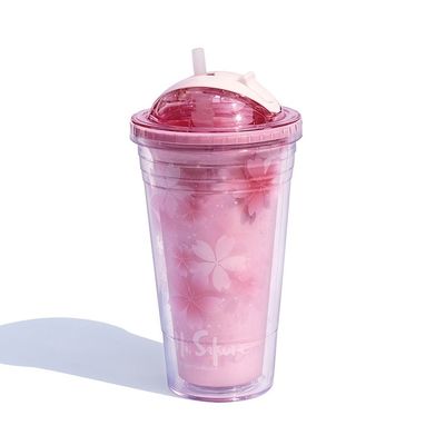 Isolamento termico Bottiglia d'acqua Cherry Blossom 480ml Logo personalizzato Tazza di plastica Tumbler