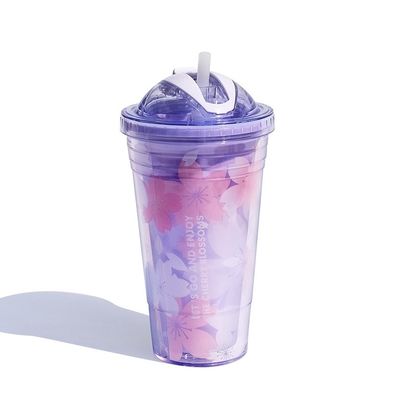 Isolamento termico Bottiglia d'acqua Cherry Blossom 480ml Logo personalizzato Tazza di plastica Tumbler