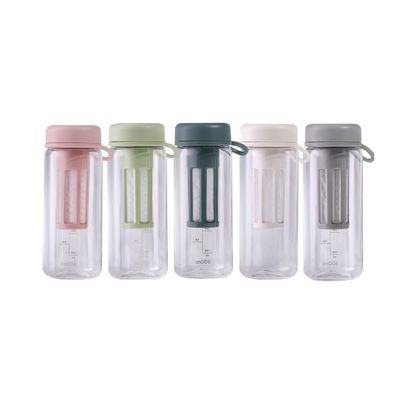 TOUR Bottiglia d'acqua in plastica trasparente all'aperto con infusore per tè Capacità 450ML/600ML