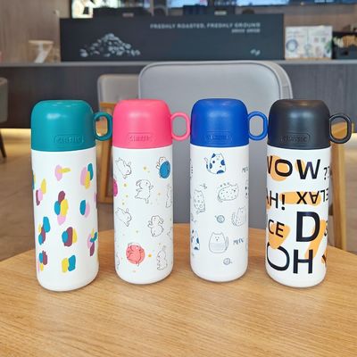 316 Acciaio inossidabile Bambini Bottiglia d'acqua Cute Tumbler Coppa Termo portatile Bottone sportivo all'aperto Con coperchio