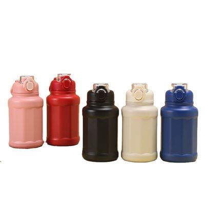 Acciaio inossidabile Bottiglia di acqua per sport all'aperto con paglia Grande capacità 1000ml Logo personalizzato