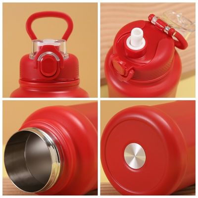Acciaio inossidabile Bottiglia di acqua per sport all'aperto con paglia Grande capacità 1000ml Logo personalizzato