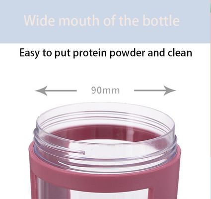 Fitness Protein Shaker Bottiglia 650ml Plastica trasparente durevole con logo personalizzato e palla di agitazione