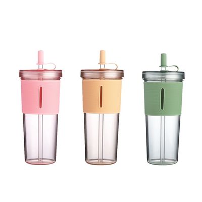 Coppe per ufficio riutilizzabili 700ml senza BPA con tappo e paglia