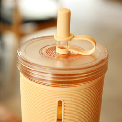 700 ml di succo chiaro senza BPA Bottiglia d'acqua potabile Tazza con paglia e manica