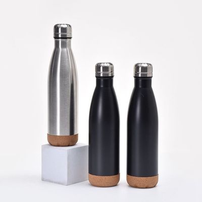 Bottiglie a vuoto Termosi 500 ml Isolata Bottiglia d'acqua in acciaio inossidabile con fondo di sughero
