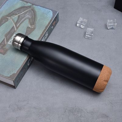 Bottiglie a vuoto Termosi 500 ml Isolata Bottiglia d'acqua in acciaio inossidabile con fondo di sughero