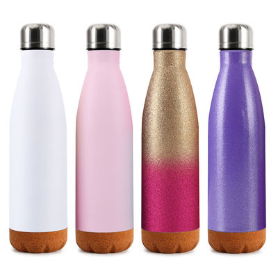 Bottiglie a vuoto Termosi 500 ml Isolata Bottiglia d'acqua in acciaio inossidabile con fondo di sughero