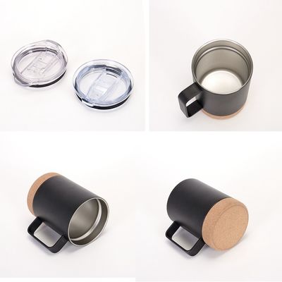 Tazza da caffè a vuoto isolante in acciaio inossidabile da 12 oz e 16 oz con tappo e maniglia