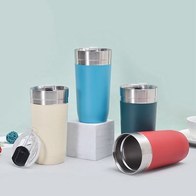 16oz Tazza a vuoto Logo personalizzato Fitness Sport Acciaio inossidabile Tazza di caffè isolante con coperchio