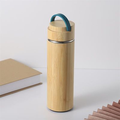 500 ml Bottiglia sportiva in acciaio inossidabile a doppia parete con guscio di bambù per utensili da bere