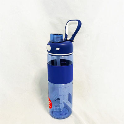 Tritano nero impermeabile BPA, vassoia sportiva gratuita con marcatore di tempo, bottiglia di plastica per l'acqua motivazionale da 680 ml.