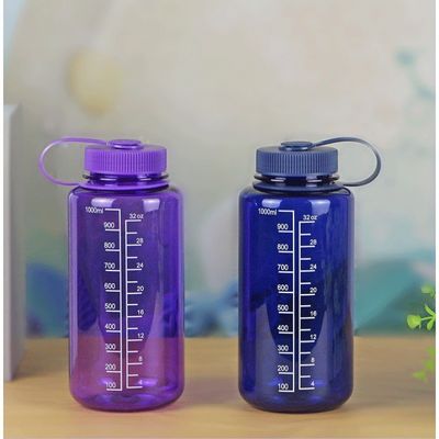 Bottiglia di acqua liquida trasparente in plastica senza Bpa da 1000 ml con scala per sport all' aperto