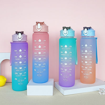 Bottiglia d'acqua di Tritano con marcatore del tempo 900Ml Bpa Colore Gradiente Libero Per Sport Esterni