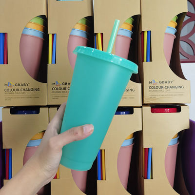Stile di design minimalista 24 oz di BPA-free Plastic Color Changing Cup con coperchio e paglia