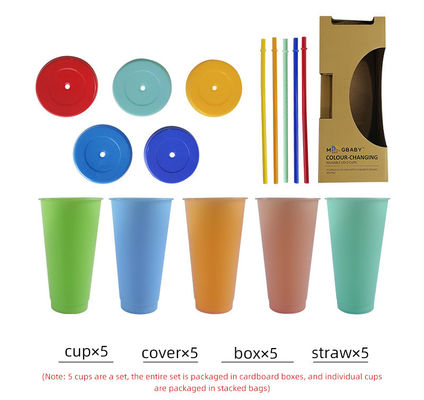 Stile di design minimalista 24 oz di BPA-free Plastic Color Changing Cup con coperchio e paglia