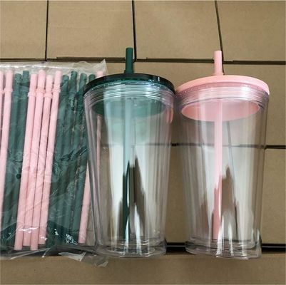1 pezzo personalizzato fai da te 16oz 24oz doppia parete di plastica Acrilico Cup chiaro con paglia e coperchio
