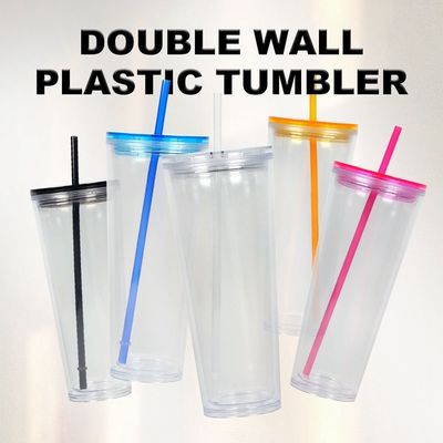 24oz Acrilico Double Wall Cold Tumbler Color Personalizzato Tazza di Plastica PP per forniture di festa
