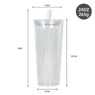 24oz Acrilico Double Wall Cold Tumbler Color Personalizzato Tazza di Plastica PP per forniture di festa