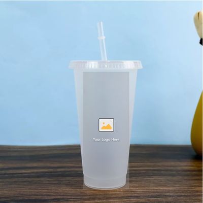 710ml bottiglia d'acqua limpida 24 oz di plastica con tappo e paglia per le feste
