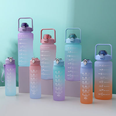 In magazzino 2023 Gradient Color 3 in 1 Set 64 oz Mezzo Gallone Gym Motivazione Acqua 2000ML 900ML 280ML