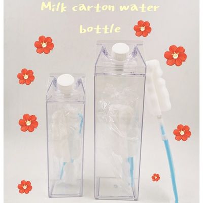 Logo personalizzato Accettabile 500ml 1000ml Acrilico trasparente Latte Cartone Bottiglia d'acqua