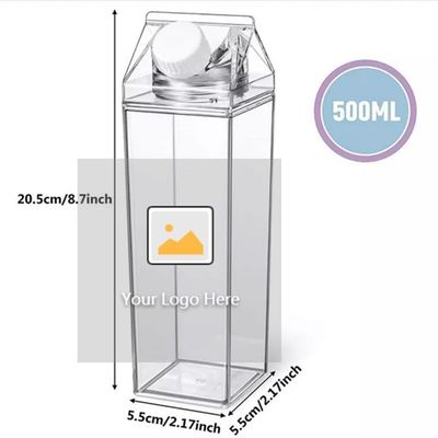 Contemporaneo 17 oz 500 ml di plastica di qualità alimentare all' esterno Latte trasparente Quadratura Cartone Bottiglia d' acqua
