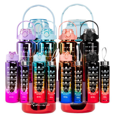 Set di bottiglie di plastica per l'acqua motivazionale con marcatore di tempo raggiungi i tuoi obiettivi di fitness