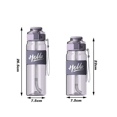 Bottiglie d'acqua per succhi di bevande personalizzate in plastica con accessori con paglia
