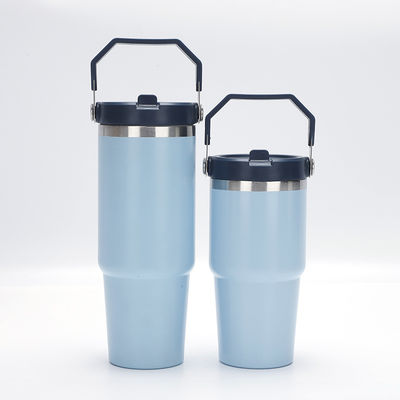 Acciaio inossidabile 40 oz Tumbler Isolato da vuoto Bottiglia di termo di viaggio con coperchio e maniglia