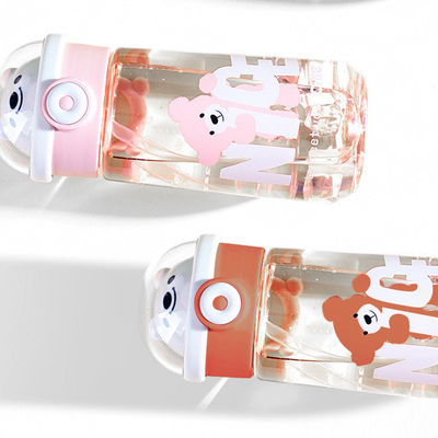 Portable Eco Friendly Bpa Free Clear Tritan Drinking Plastic Bear Water Bottle con paglia per bambini