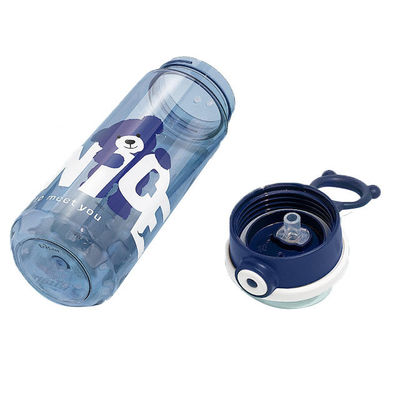 Portable Eco Friendly Bpa Free Clear Tritan Drinking Plastic Bear Water Bottle con paglia per bambini