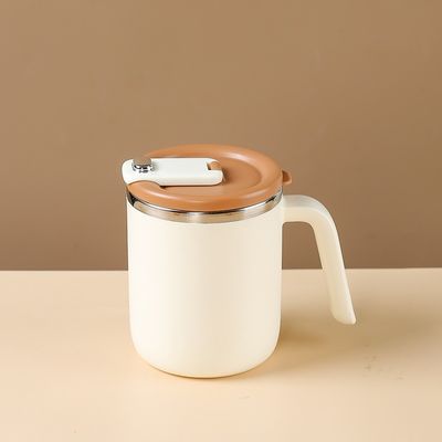 Tazza da caffè in acciaio inossidabile da 500 ml bocca larga Disegno personalizzato Portatile con maniglia e coperchio