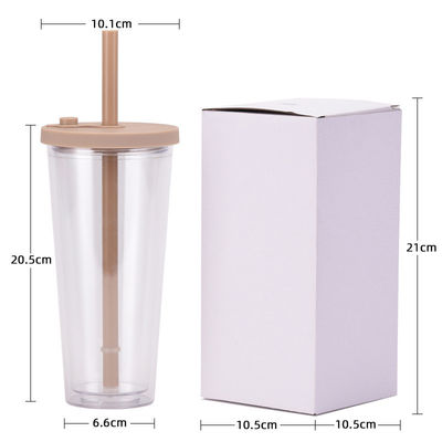 24 oz 700 ml Tazze da tè a bolla a doppia parete Tazze di plastica a bolla riutilizzabili con coperchio