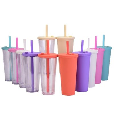 24 oz di plastica a doppia parete riutilizzabile tazza di tè a bolla di latte BPA gratuito e logo personalizzato