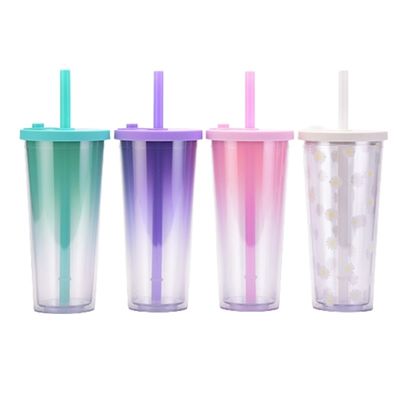 24 oz di plastica a doppia parete riutilizzabile tazza di tè a bolla di latte BPA gratuito e logo personalizzato