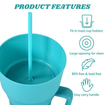 Tazze di caffè a colori personalizzate 2 in 1 Tazze di bevande da cinema con vassoio per snack e paglia