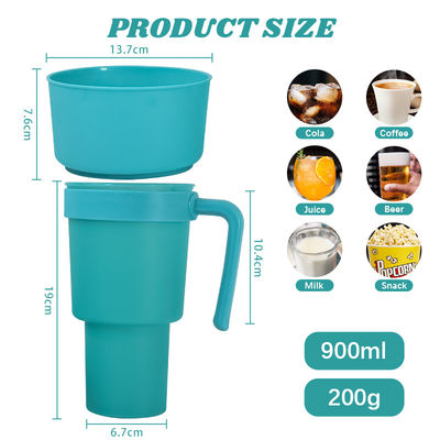 Tazze di caffè a colori personalizzate 2 in 1 Tazze di bevande da cinema con vassoio per snack e paglia