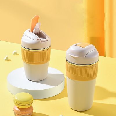 Logo personalizzato 350ml 480ml 316 bottiglia d'acqua in acciaio inossidabile con coperchio in silicone e paglia