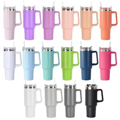 Coppe sportive in acciaio inossidabile di grande capacità 40oz Tazze colorate con cannucce e maniglia