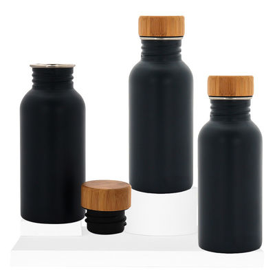 Bottiglia d'acqua in acciaio inossidabile da 350 ml con coperchio di bambù, il tuo perfetto compagno di viaggio.