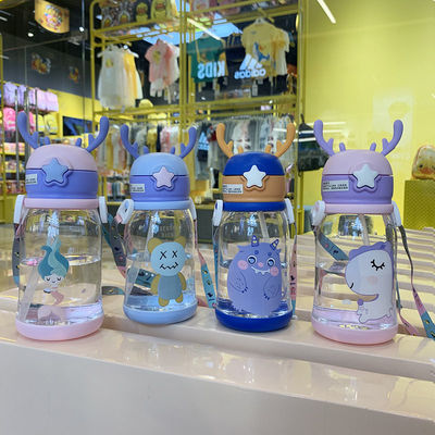 600ml Capacità Logo personalizzato Tazza di paglia di plastica trasparente per bambini