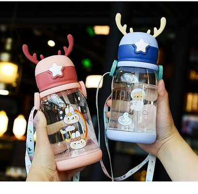600ml Capacità Logo personalizzato Tazza di paglia di plastica trasparente per bambini