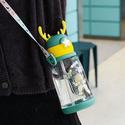 600ml Capacità Logo personalizzato Tazza di paglia di plastica trasparente per bambini